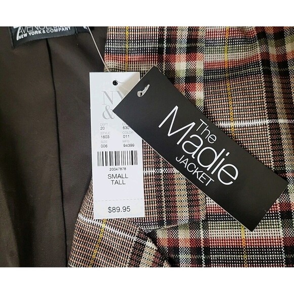 7th Avenue Design Studio Plaid Blazer Jacket S Tall Academia Fall Preppy New $89 - Picture 3 of 8